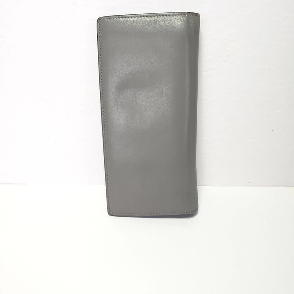 Dior Home Leather Wallet Gray Bifold Long Slim Unisex Checkbook Card Holder Logo - Picture 3 of 12
